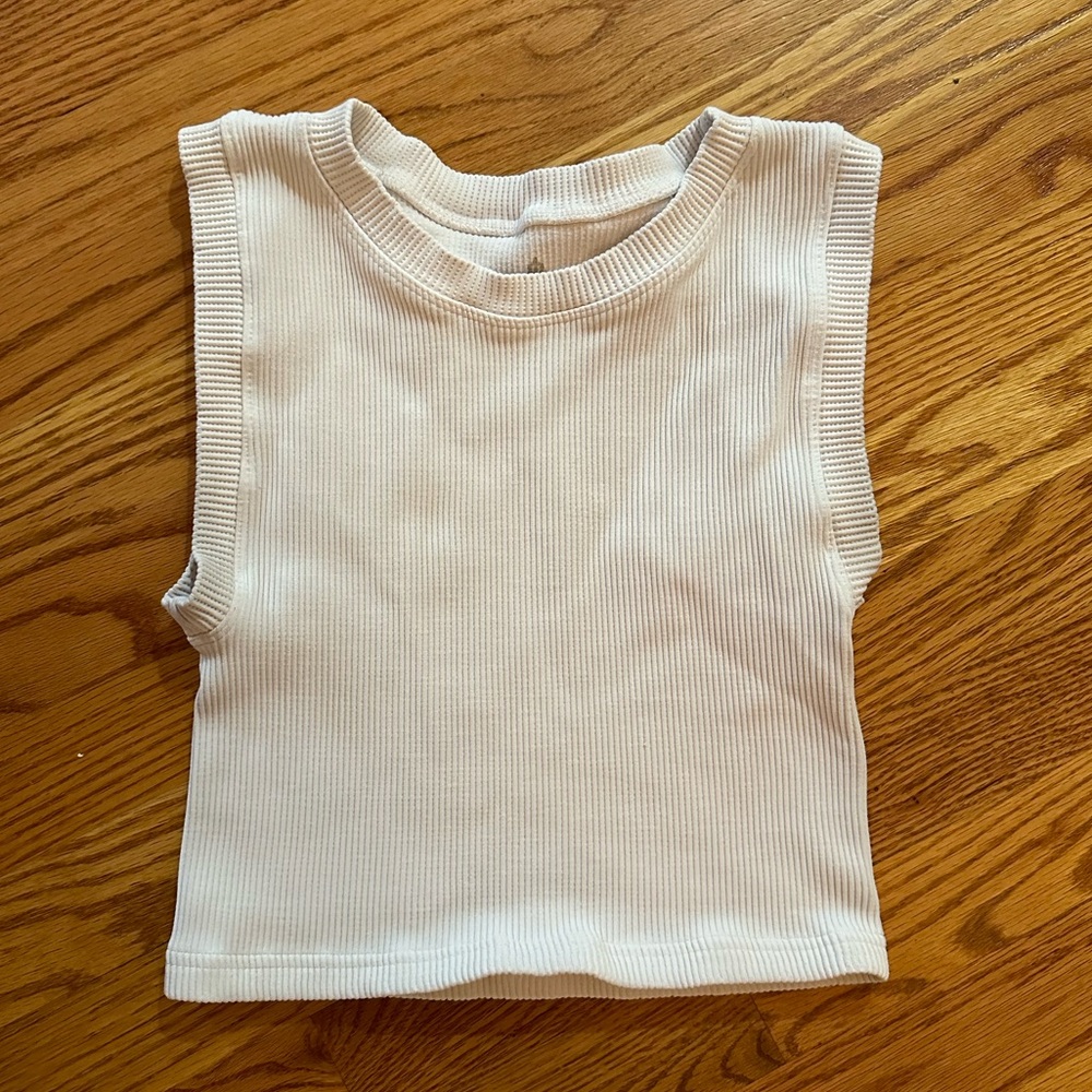 FP Movement by Free People White Ribbed Tank Top